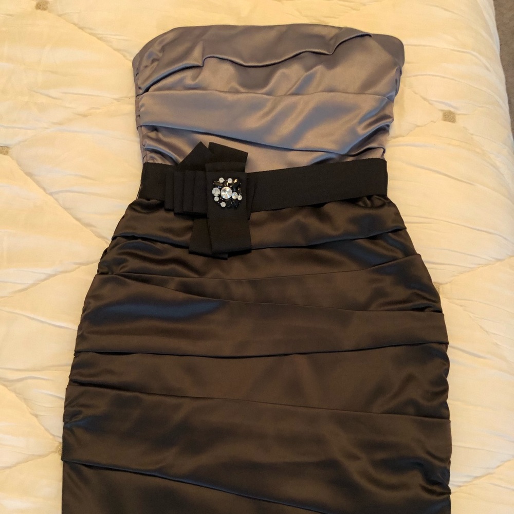 WHBM Satin Strapless Black/Grey Dress